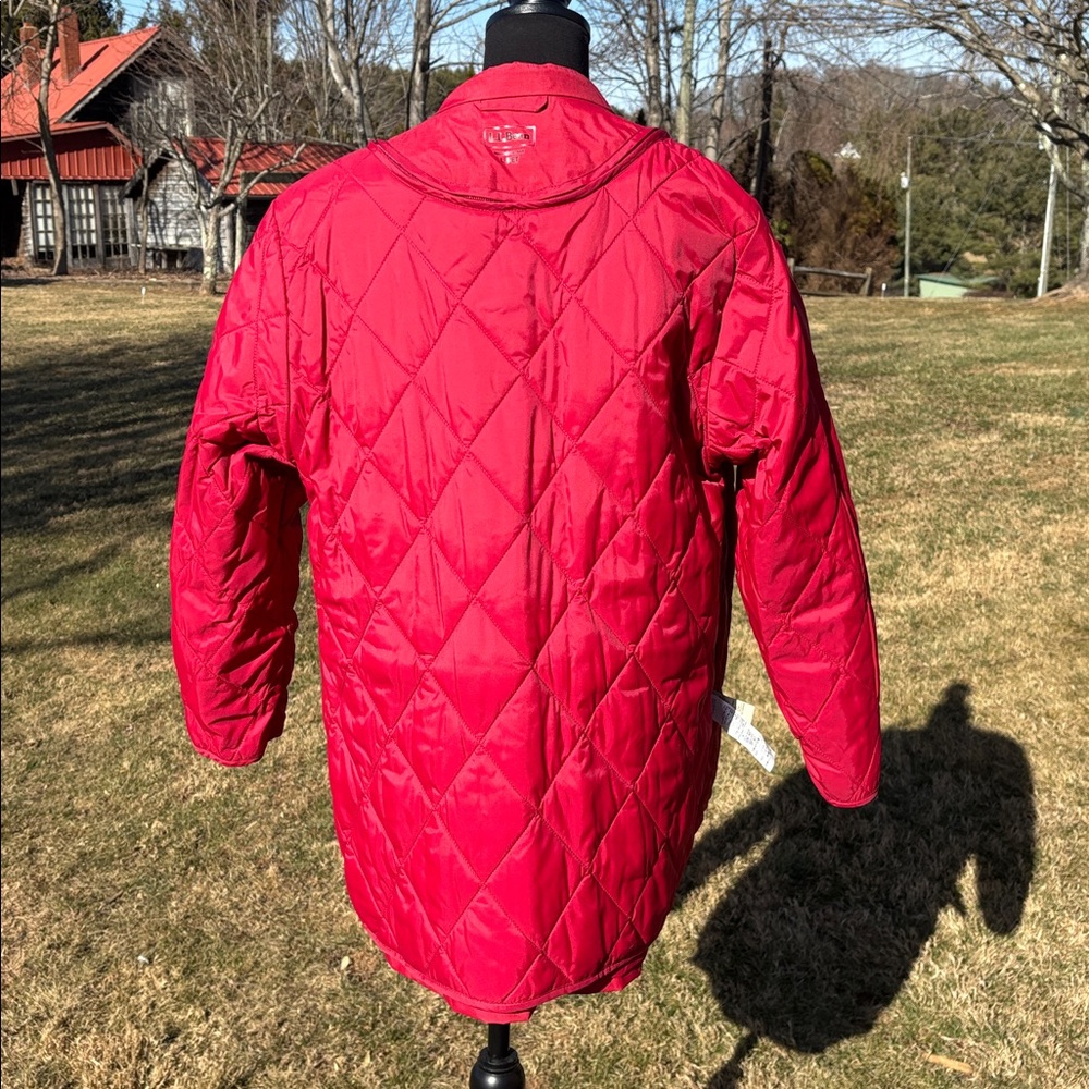LL Bean Double Breasted Red Trench/w Rain Liner Coat Women’s Size Large Petite - Picture 10 of 14